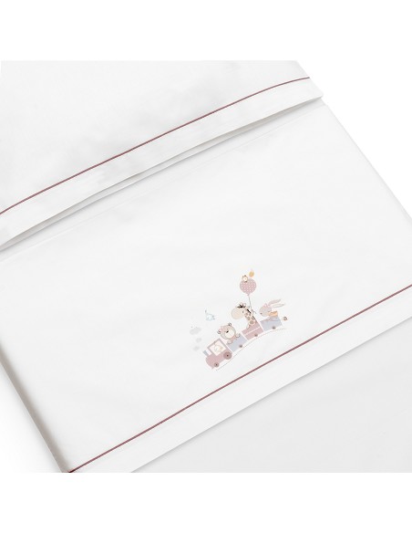 Triptico Minicuna 100% Algodon Mod. Jirafa Tren Bco/Maquillaje