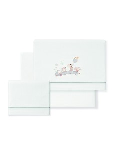 Triptico Minicuna 100% Algodon Mod. Jirafa Tren Bco/Gris
