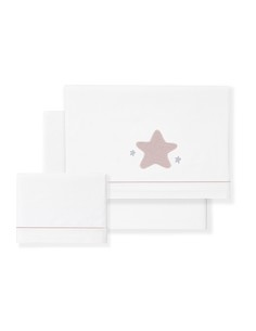 Triptico Minicuna Muselina Estrella Bco/Rosa