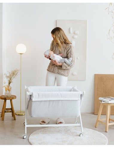 Minicuna +Textil Mad Bca Mod  Astrid Gris