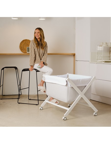 Minicuna +Textil Mad Bca Mod  Astrid Gris