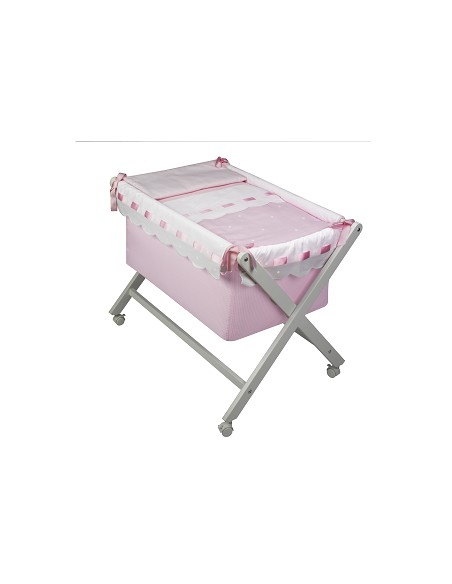 Minicuna +Textil Mad Bca Mod  Zoe Rosa