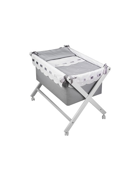 Minicuna +Textil Mad Bca Mod  Zoe Gris