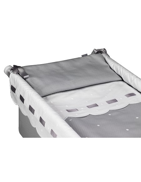 Minicuna +Textil Mad Bca Mod  Zoe Gris
