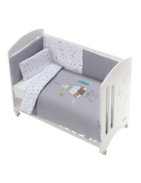 Juego 3 Pcs Funda Nordica Tejido Punto  Mod Dakota Gris