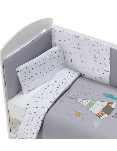 Juego 3 Pcs Funda Nordica Tejido Punto  Mod Dakota Gris