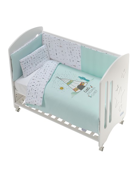 Juego 3 Pcs Funda Nordica Tejido Punto  Mod Dakota Menta