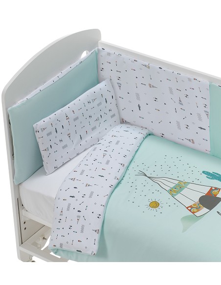 Juego 3 Pcs Funda Nordica Tejido Punto  Mod Dakota Menta