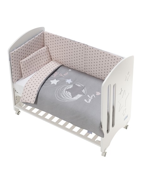 Juego 3 Pcs Funda Nordica Tejido Punto  Mod Love You Rosa