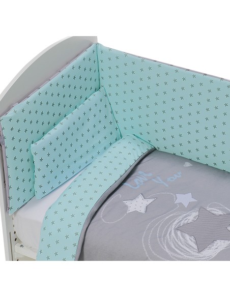 Juego 3 Pcs Funda Nordica Tejido Punto  Mod Love You Menta