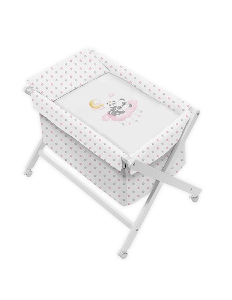 Minicuna +Textil Mad Bca Mod Panda Nube Rosa
