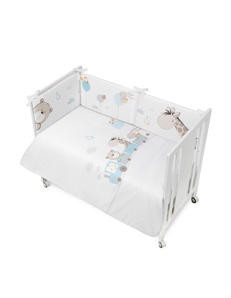 Set 2 Pcs Funda Nordica+Chichonera Desenfundable Mod. Jirafa Tren Menta