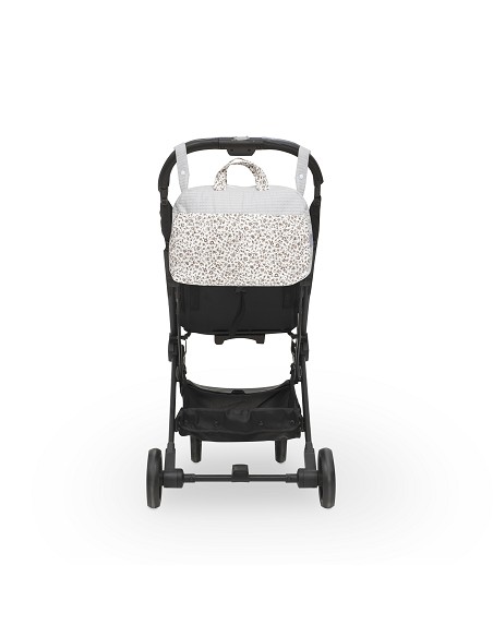 Bolso Maternal Nido de Abeja+Flores Gris