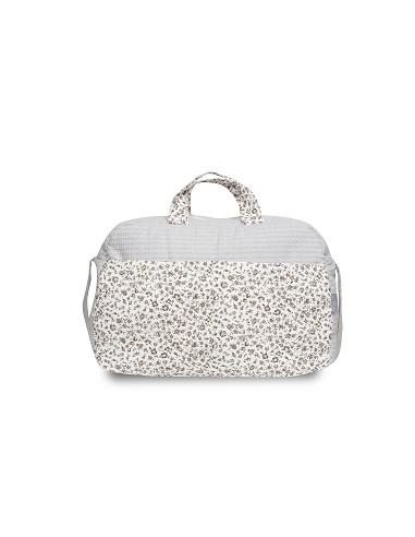 Bolso Maternal Nido de Abeja+Flores Gris