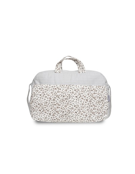 Bolso Maternal Nido de Abeja+Flores Gris