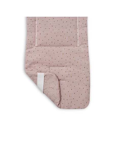 Colchoneta Reversible Muselina Punto+Estrella Rosa Maquillaje