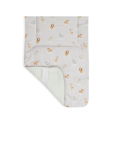 Colchoneta Reversible Nido Abeja+Animalitos Verde