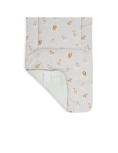 Colchoneta Reversible Nido Abeja+Animalitos Verde