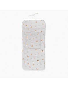 Colchoneta Reversible Nido Abeja+Animalitos Petroleo