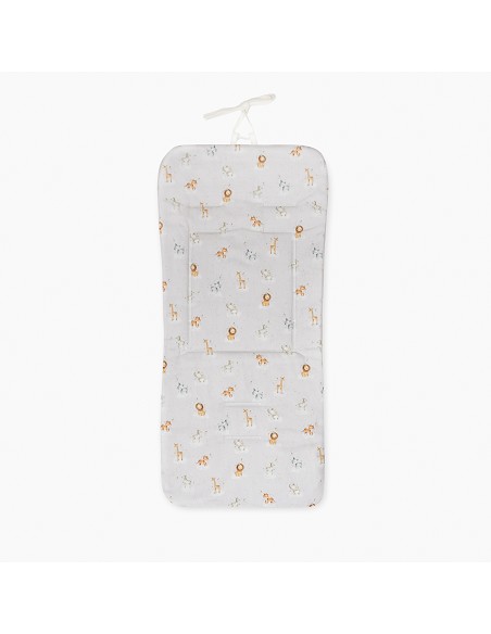 Colchoneta Reversible Nido Abeja+Animalitos Petroleo