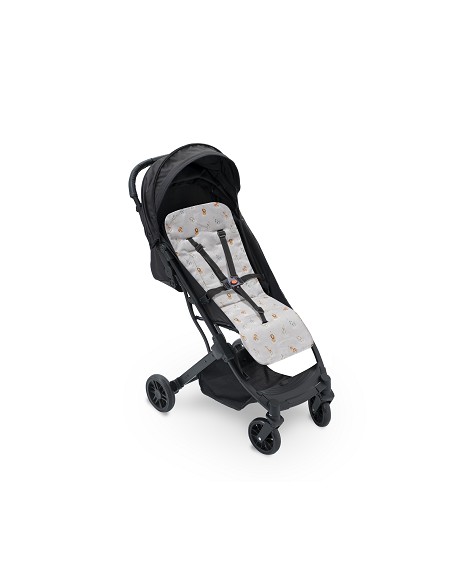 Colchoneta Reversible Nido Abeja+Animalitos Petroleo