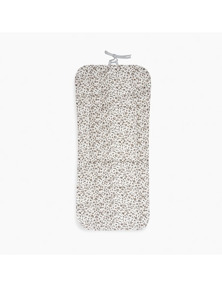 Colchoneta Reversible Vichy+Flores Gris