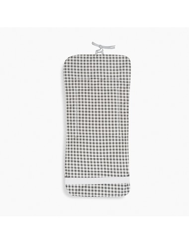 Colchoneta Reversible Vichy+Flores Gris