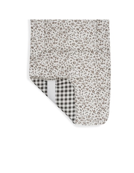 Colchoneta Reversible Vichy+Flores Gris