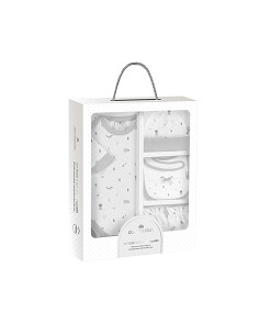 Set Regalo Body 4 Pcs 100% Alg Talla 0-6 Mod Animales Fox...