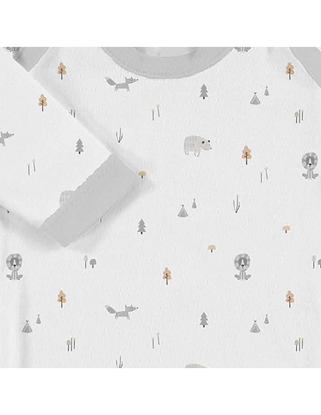 Set Regalo Body 4 Pcs 100% Alg Talla 0-6 Mod Animales Fox Gris