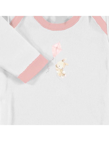 Set Regalo Body 4 Pcs 100% Alg Talla 0-6 Mod Conejito Cometa Rosa