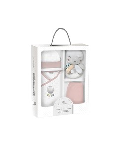 Set Regalo Sonajero 4 Pcs 100% Alg Talla 0-6 Mod Pulpo Rosa