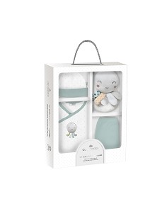 Set Regalo Sonajero 4 Pcs 100% Alg Talla 0-6 Mod Pulpo Verde