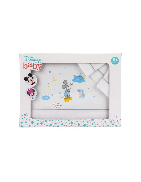 Triptico Cuna 100% Algodon Mod Mickey Bco/Gris