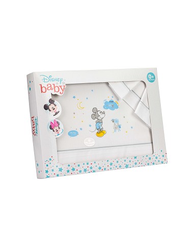 Triptico Coche 100% Algodon Mod Mickey Bco/Gris