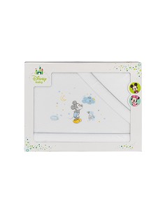Triptico Cuna  Franela Mod Mickey Gris/Azul