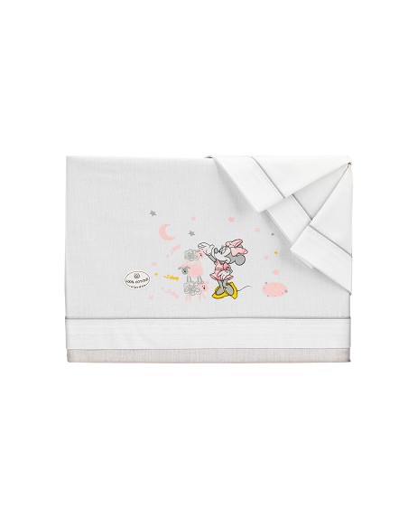 Triptico Cuna 100% Algodon Mod Minnie Bco/Gris