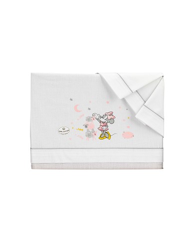 Triptico Minicuna 100% Algodon  Minnie Bco/Gris