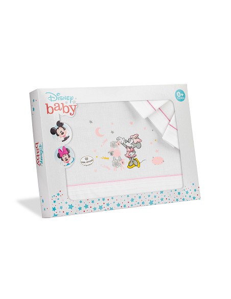 Triptico Maxicuna 100% Algodon Mod Minnie Bco/Rosa