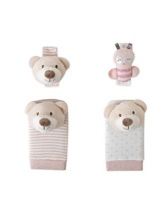 Set Sonajeros Para Pies y Muñecas Mod Osito Rosa