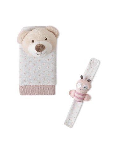 Set Sonajeros Para Pies y Muñecas Mod Osito Rosa