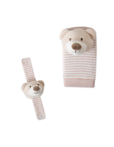 Set Sonajeros Para Pies y Muñecas Mod Osito Rosa