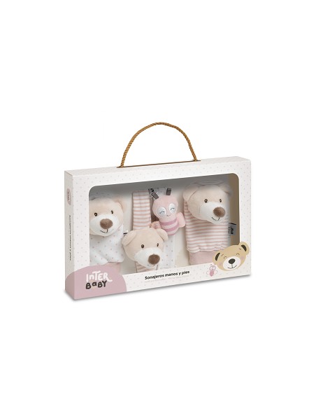 Set Sonajeros Para Pies y Muñecas Mod Osito Rosa