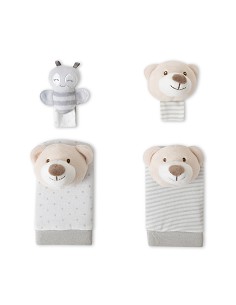 Set Sonajeros Para Pies y Muñecas Mod Osito Gris