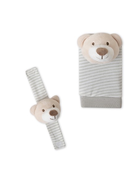 Set Sonajeros Para Pies y Muñecas Mod Osito Gris