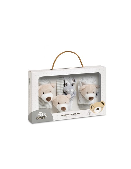 Set Sonajeros Para Pies y Muñecas Mod Osito Gris