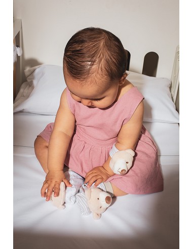 Set Sonajeros Para Pies y Muñecas Mod Osito Gris