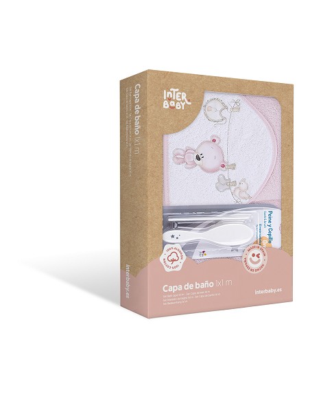 Capa de Baño 1 1 Mt Mod Tendedero Oso + Peine y Cepillo Rosa