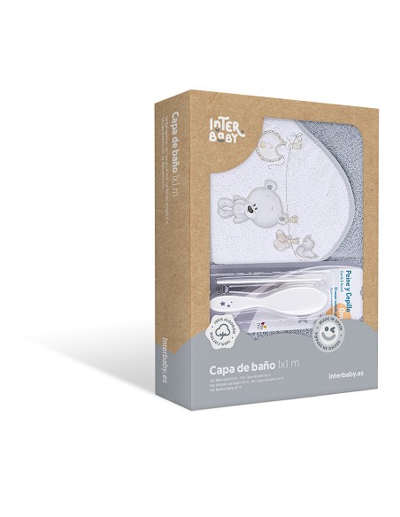 Capa de Baño 1 1 Mt Mod Tendedero Oso + Peine y Cepillo Gris