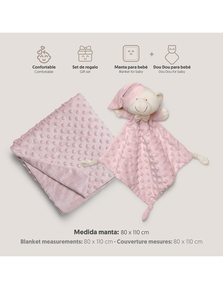 Manta Burbuja + Dou Dou Mod Osito Rosa Maquillaje